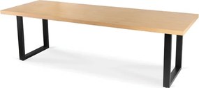 Stół Prostokątny Rozkładany EDWIN 160-260 cm Dąb Złoty/Czarny do Jadalni Loft