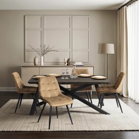 Stół Prostokątny Rozkładany HAMILTON 160-200 cm Czarny Nowoczesny Loft