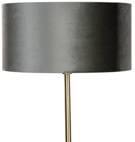 Lampa podłogowa mosiężna z welurowym abażurem zielonym 50cm - Simplo klasyczny/Antyczny Oswietlenie wewnetrzne