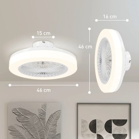 HOMCOM Wentylator sufitowy z lampą LED, 6 prędkości, pilot, biały