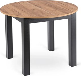Stół Okrągły Rozkładany JAMES 103-223 cm Dąb Craft/Czarny Nowoczesny Loft