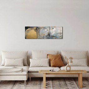 Obraz - Abstrakcja ze złotą kulą (z zegarem) (90x30 cm)