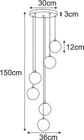 Wisząca długa lampa z kloszami grafitowa F1-M05
