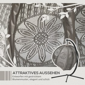 Outsunny Wiszący Fotel Ogrodowy, Koszykowy, Styl Boho, 116 x 125 x 172 cm, Piaskowy + Czarny