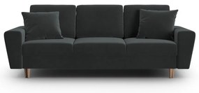 Ciemnoszara aksamitna rozkładana/ze schowkiem sofa 235 cm Kyoto – Cosmopolitan Design