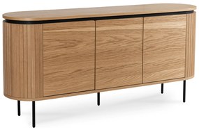 Komoda do Salonu BECK 160 cm Dąb Trzydrzwiowa Ryflowana Nowoczesna
