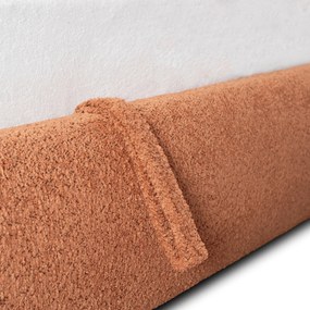 Łóżko Tapicerowane 160x200 cm ROSSO ze Stelażem i Pojemnikiem Dwuosobowe Boucle Rude