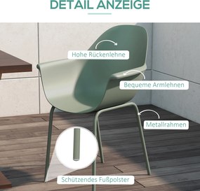 Outsunny Zestaw 4 krzeseł ogrodowych Składane Zielone z oparciem Podłokietniki do 120 kg | Aosom PL