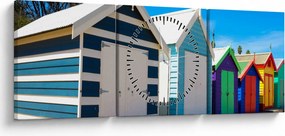 Obraz - Brighton Beach, Melbourne, Australia (z zegarem) (90x30 cm)