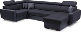 Masseno Narożnik PALAZZO z funkcją spania i pojemnikiem na pościel Narozniki U, Rozkładana sofa - Czarny, INARI 100+MADRYT 910