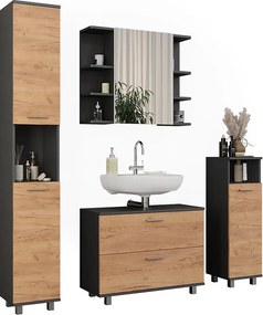 Zestaw mebli łazienkowych złoty dąb power/antracyt 80.2x33x60.8 ilias