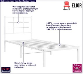 Białe metalowe łóżko pojedyncze 80x200 cm Kadion 4X