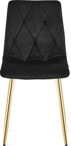 Czarne krzesło do kuchni LIBRA aksamitne ze złotymi nogami