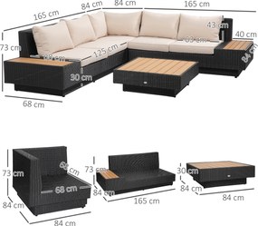 4-częściowy zestaw mebli ogrodowych z polirattanu Outsunny z poduszkami