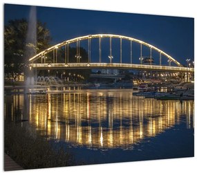 Obraz mostu z fontanną (70x50 cm)