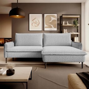 Narożnik GLOSSY z funkcją spania Prawostronny zestaw z poduszkami wolnostojący tkanina BUBBLE 07 WERSAL