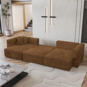 Masseno Narożnik SARMO z funkcją spania i pojemnikiem na pościel Narozniki U, Rozkładana sofa - Miedziany, TILIA 56