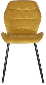Zestaw Stół Okrągły LINO 100 cm Dąb Rustykalny/Czarny i 4 Krzesła Tapicerowane LUCKY Musztardowe Welurowe Nowoczesne Loft