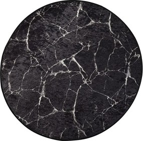 Czarny dywanik łazienkowy ø 100 cm Marble – Foutastic