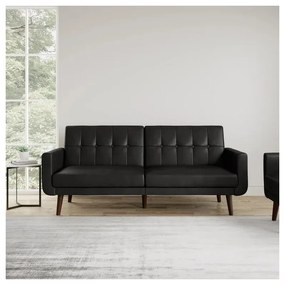 Czarna rozkładana sofa z imitacji skóry 200 cm Nola – Støraa