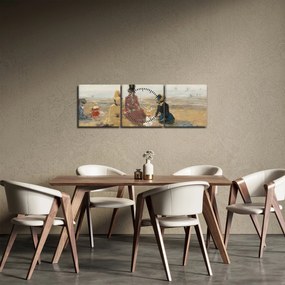 Obraz - Eugène Boudin, On the Beach, Trouville, reprodukcje (z zegarem) (90x30 cm)