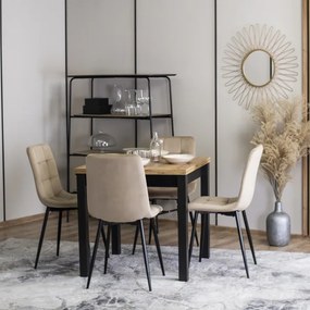 Krzesło Tapicerowane do Jadalni PERU Beżowe Welurowe Nowoczesne Loft