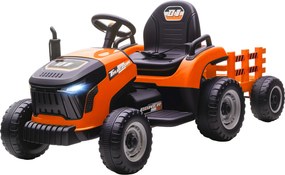 AIYAPLAY Elektryczny traktor dziecięcy z odpinaną przyczepą, zdalne sterowanie, łagodny start, dla dzieci w wieku 3-8 lat, Pomarańczowy
