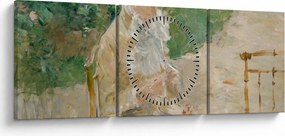 Obraz - Berthe Morisot, Young Woman Knitting, reprodukcje (z zegarem) (90x30 cm)