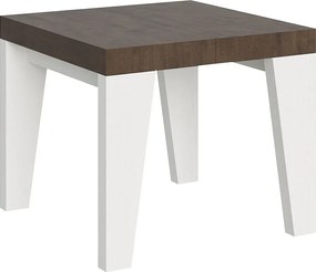 Stół rozkładany 90x90/246 cm Blat Naxy Mix z orzecha włoskiego - Nogi z białego jesionu