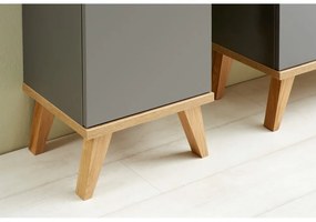 Szara niska szafka łazienkowa w dekorze dębu 35,5x89,5 cm Quickset 924 – Pelipal