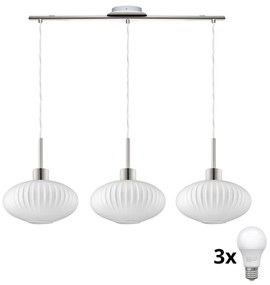 Lampa wisząca LED HARMA na lince 3xE27/60W/230V matowy chrom/biały