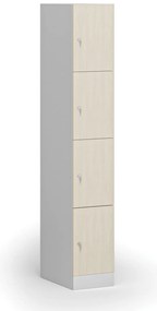 Szafka skrytkowa, 4 schowki, 1850 x 300 x 500 mm, demontaż, zamek cylindryczny, drzwi laminowane, brzoza