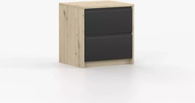 Sypialnia Lunare – zestaw mebli w kolorze artisan i czarnym z łóżkiem 160x200, szafą 3D, komodą i dwoma stolikami nocnymi