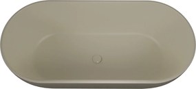 Massi Wanna wolnostojąca owalna z konglomeratu beżowy połysk 160 x 75 cm RONA Beige Glow przelew typu SLIM cienki rant