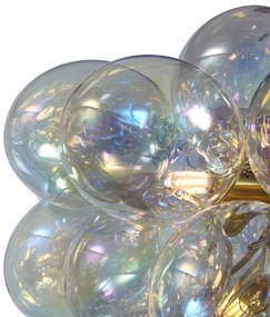 Lampa wisząca Art Deco złota ze szkłem tęczowym 50 cm 8-punktowa - Uvas ArtDeco Oswietlenie wewnetrzne