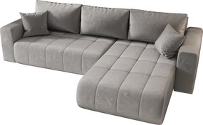 Narożnik z funkcją spania MILO Monolith 84 jasnoszary prawy sofa w kształcie L z pojemnikiem na pościel sofa do salonu, sofa rozkładana, sofa z pojemnikiem