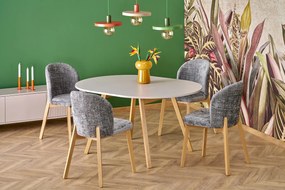 Stół okrągły rozkładany do jadalni płyta kaszmir/naturalny 102-142/102/73 cm RUBEN