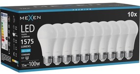 Mexen Nova 10x żarówka LED E27, A60, 15W, Zimna - 6500K, 1575 lm - L100-E27-1565-01x10