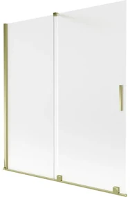 Mexen Velar parawan nawannowy 2-skrzydłowy rozsuwany 150 x 150 cm, szron, złoty - 896-150-000-31-50