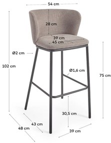 Jasnobrązowy hoker 102 cm Ciselia – Kave Home