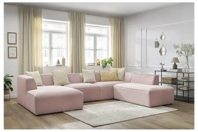 Różowy sztruksowy narożnik modułowy (prawostronny/w kształcie litery U) Megeve – Bobochic Paris
