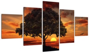 Obraz drzewa o zachodzie słońca (125x70 cm)