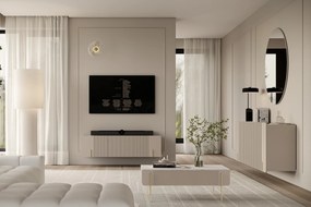 Szafka RTV Malmi 150 cm wisząca - kaszmir / crema bianca / złoty