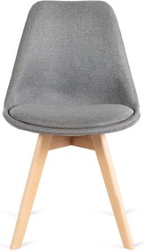 Zestaw Stół Okrągły Rozkładany HARRY 102-142 cm Dąb Artisan i 4 Krzesła NEVEL Szare Skandynawskie