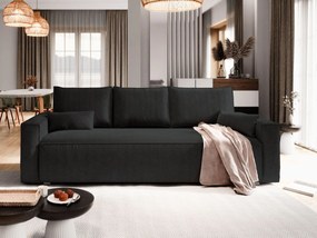 Masseno Sofa MENI z funkcją spania i pojemnikiem na pościel, Rozkładana sofa - Czarny, POSO 135