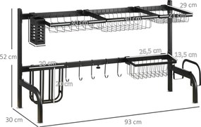 HOMCOM Stojak do suszenia z akcesoriami Suszarka do naczyń Czarna Wielofunkcyjna i przestronna | Aosom PL