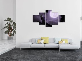 Obraz - Nocna sowa, fioletowy (125x70 cm)
