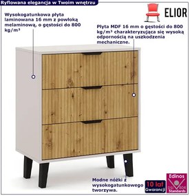 Ryflowana komoda z 3 szufladami kaszmir + dąb artisan R5-H71