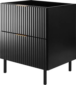 Szafka pod umywalkę, Czarny + złoty uchwyt, 60 x 77 x 46 cm, nogi czarne, bez blatu