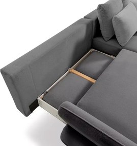 Narożnik MONTE Lewostronny z funkcją spania, pojemnikiem i poduszkami, Sorriso 04 Szary WERSAL